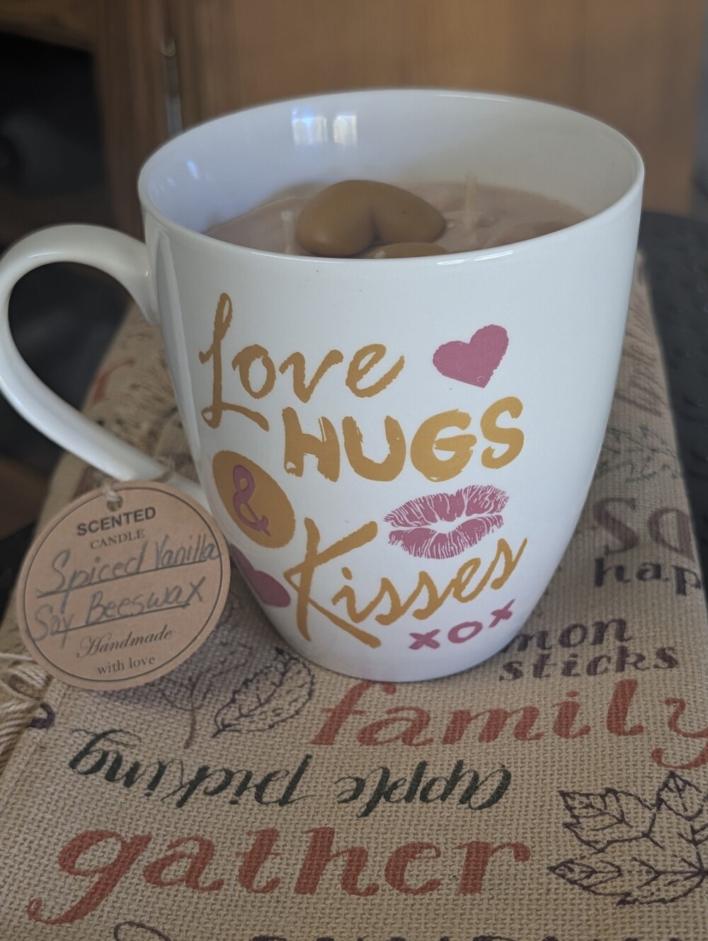 Spiced Vanilla Soy Beeswax Coffee Mug XL Love XO 3 Wicked Candle NWT